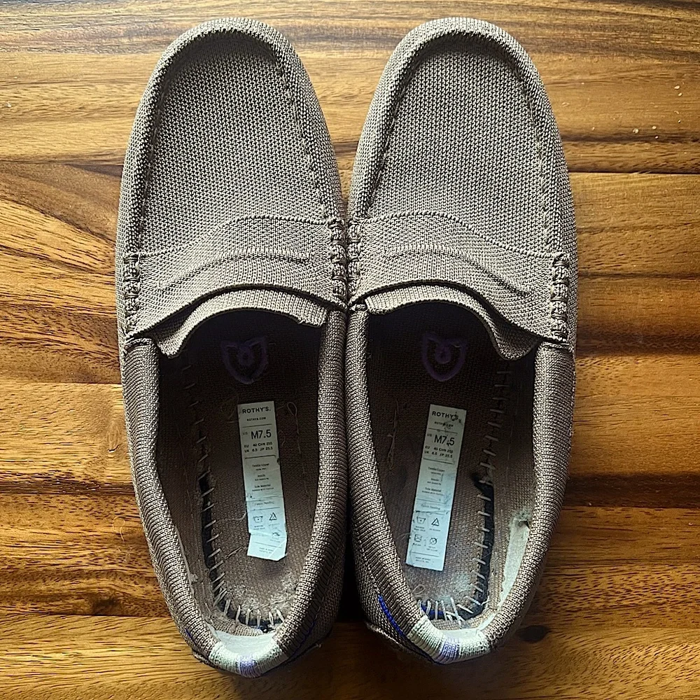 Rothy's The Driving Loafer in Neutral Cool Brown Slip-Ons Mens Size 7.5